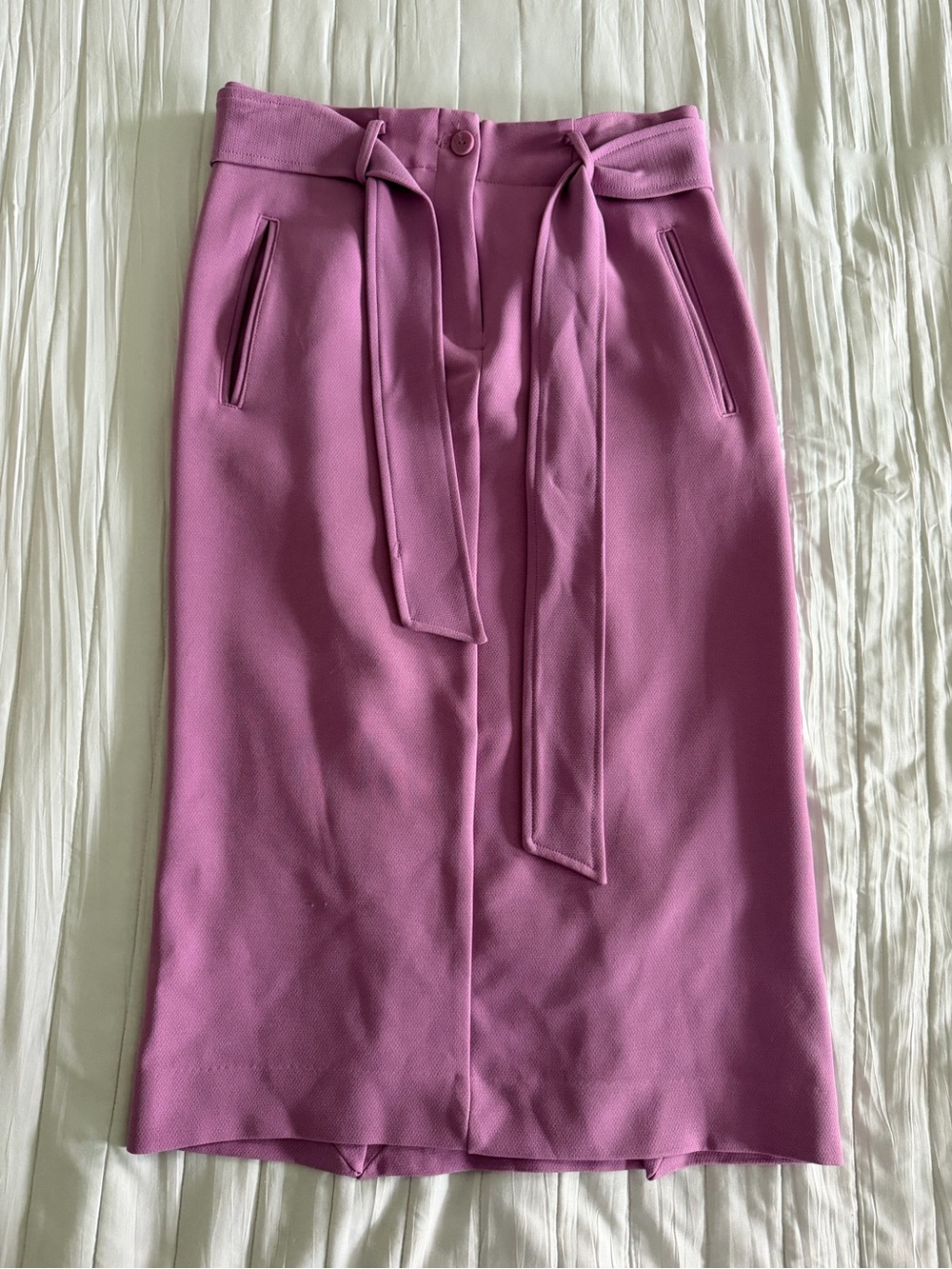 eva mendes for New York & Company Mauve Pencil Skirt with Tie Belt